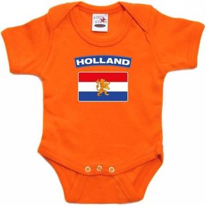 Oranje rompertje Hollandse vlag baby - oranje babykleding 80