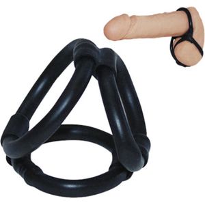 Seven Creations - Tri Ring Cock Cage - Vibrator - Zwart - Ø 40 mm