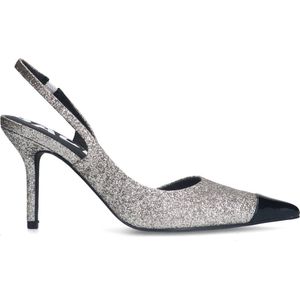 Sacha - Dames - Zilveren glitter slingback pumps - Maat 41