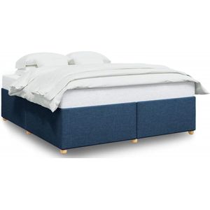 vidaXL - Bedframe - zonder - matras - stof - blauw - 200x200 - cm