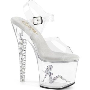 Pleaser - UNICORN-708TGRS Sandaal met enkelband, Paaldans schoenen - US 8 - 38 Shoes - Transparant