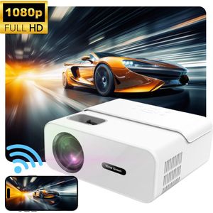 Beamer 10.000 Lumen - 1080P Full HD - Wifi Projector - Streamen vanaf je telefoon - Mini Beamer - Beamers - IOS & Android - Smart - Wit - Vivid Green