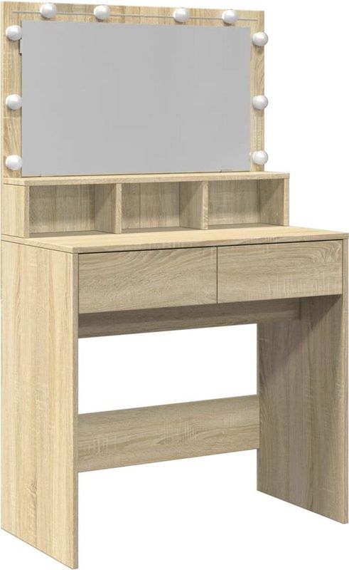 vidaXL - Kaptafel - met - LED - 80x41x134,5 - cm - sonoma - eikenkleurig