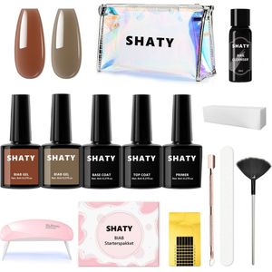 SHATY® BIAB Starter Pakket – The Nude - Builder In A Bottle - BIAB Nagellak - BIAB Set - Nail Cleanser, 36W Lamp & Handleiding (NL)