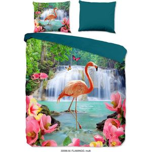 Pure Dekbedovertrek ""tropische flamingo's"" - Multi - (240x200/220 cm) - Microfiber