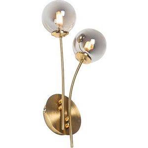 QAZQA athens - Landelijke Wandlamp voor binnen - 2 lichts - D 145 mm - Goud/messing - Woonkamer | Slaapkamer | Keuken