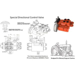 Hydraulische Ventielblok voor Massey Ferguson MF 135 150 230 231 240 245 250 253 - Dubbele Spoel (rood)