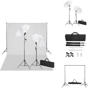 vidaXL Achtergrondsysteem - Compleet wit scherm 600x300cm - Lichtset met 2 daglichtlampen - Aluminium - 150x300cm - Fotostudio Set