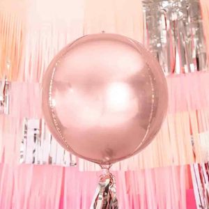 PARTYDECO - Ronde roségouden aluminium metallic ballon - Decoratie > Ballonnen