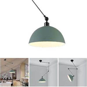 SHOP YOLO-Hanglamp-hoogte verstelbare hanglamp Vintage industriële et draaibare Arm om metalen lampenkap Eetkamer-groen