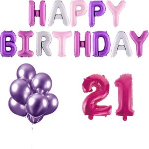 21 jaar Verjaardag Versiering Ballon Pakket Pastel & Roze