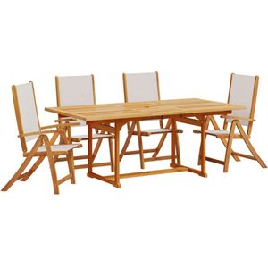 vidaXL 5-delige Tuinset massief acaciahout en textileen - Tuinset - Tuinsets - Loungeset - Tuintafel