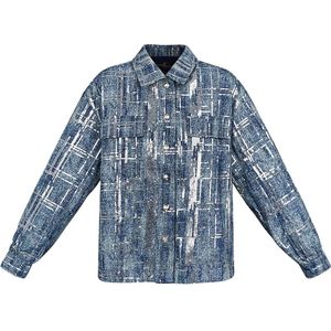 Spijkerjas met pailletten - Dames - Maat S - 100% katoen - Gevoerd - Jeans Jacket - Denim Jacket - Blue - Blauwe jas - Meiden - Dames