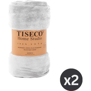 Tiseco Home Studio - Plaid COSY - SET/2 - microflannel - 220 g/m² - 130x160 cm - Lichtgrijs
