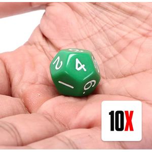 10 kantige dobbelstenen (cijfers 1-10) - 10 Stuks - Groen