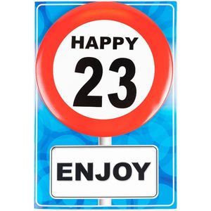 Happy age kaart 23 jaar (wenskaart met button)