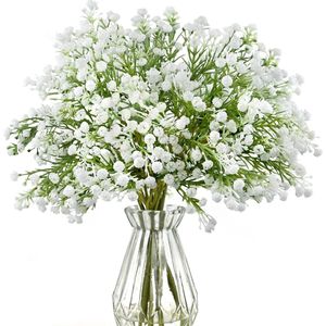 12 pieces gypsophila artificial flowers, like real, plastic gypsophila artificial flowers decoration for wedding, party, bride, office decor (white)