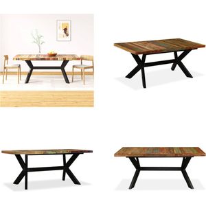 vidaXL Eettafel 180 cm massief gerecycled hout en stalen kruis - Eetkamertafel - Eetkamertafels - Tafel - Tafels