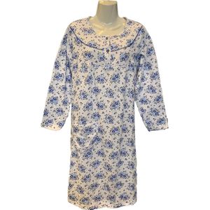 Dames Winter Nachtjapon Gebloemd - Kleur Blauw - Maat L