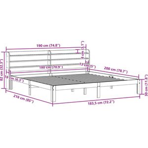 vidaXL - Bedframe - met - hoofdbord - massief - grenenhout - wit - 180x200 - cm