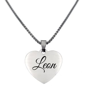 Ketting - Hart - Met Naam - Leon - Zilver