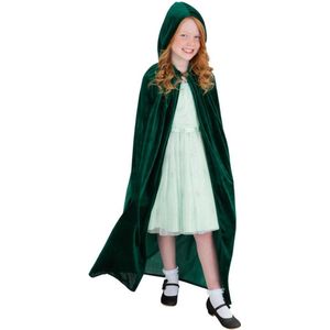 Smiffy's - Tovenaar & Tovenares & Waarzegster Kostuum - Luxe Groene Cape Emerald Meisje - Groen - Medium - Halloween - Verkleedkleding