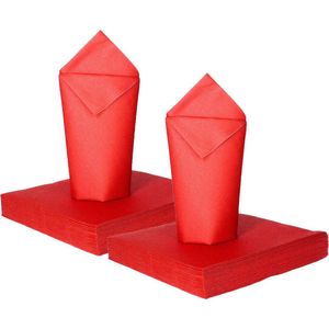 Givi Italia Feest servetten - 80x - rood - 3 laags - 33x33cm - feest/verjaardag servetten