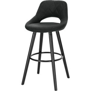 Stoffen Barkruk - Met Rugleuning - Modern Keukenkruk - Antraciet