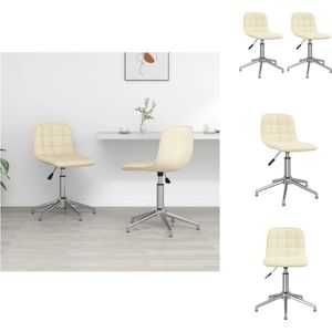 vidaXL Draaibare Eetkamerstoelen - Stof - Crème - 42.5 x 45 cm - Verchroomd Staal - Eetkamerstoel