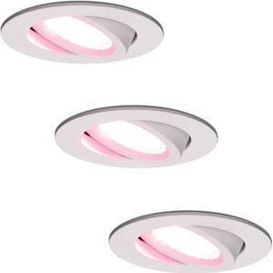 3x Hoftronic Smart - Rome smart inbouwspot - LED - Zaagmaat 75mm - Wit - Besturing via app - WiFi - Bluetooth - Dimbaar - Kantelbaar - 6 Watt - 480 lumen - 230V - 2700-6000K - RGBWW - Plafondspots - Inbouwspot voor badkamer & buiten - 5 jaar garantie