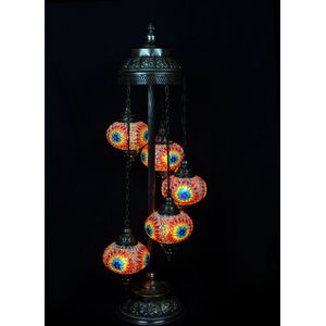 Turkse Lamp - Vloerlamp - Mozaïek Lamp - Marokkaanse Lamp - Oosters Lamp - ZENIQUE - Authentiek - Handgemaakt - Multicolour ster - 5 bollen