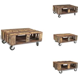 vidaXL Salontafel - Salontafel - Salon Tafel - Salon Tafels - Salontafel met 4 wielen gerecycled hout