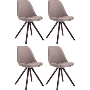 CLP Toulouse Set van 4 stoelen - Rond - Stof taupe cappuccino
