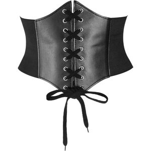 titel: Zwarte Elastische Taille Korset Riem voor Vrouwen - Kostuum Taille Riem met Veter (S)