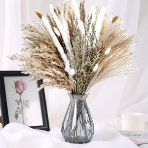 85 Stuks Pampas Gras Gedroogd Natuurlijk Gedroogde Bloemen Deco DIY Droog Bloemen Boeket, Pampas Gras Boeket Rietbloem Deco Ideaal voor Boho Woonkamer