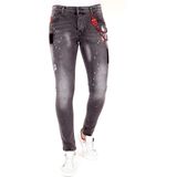 Exclusieve Grijze Jeans Heren met Scheuren - 1032 - Grijs