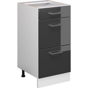 Vicco R-Line Keuken Keukenonderkast – 40 cm met laden, WB Antraciet Antraciet Hoogglans met laden, WB Antraciet