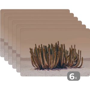 Placemat - Placemats kunststof - 45x30 cm - Cactus - Plant - Natuur - Groen - 6 stuks - Borden onderleggers antislip - Tafel decoratie - Luxe tafelversiering - Tafelmat vinyl - Bord onderlegger - Tafeldecoratie accessoires