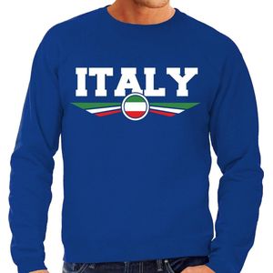 Italie / Italy landen sweater met Italiaanse vlag - blauw - heren - landen sweater / kleding - EK / WK / Olympische spelen outfit M