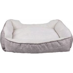 Intirilife pluche bed in grijs - 60 x 47 x 13 cm - Zacht antislip hondenbed kattenbed kussen comfortabele hondenbank kattenbank voor honden en katten