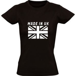 Made in UK Dames t-shirt | Verenigk Koningkrijk | Engeland | Wales | Schotland | Brexit  | grappig | cadeau | Zwart
