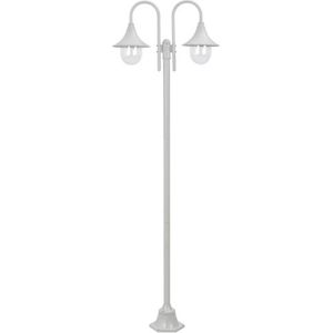 VidaXL Paalverlichting Tuin E27 220 cm Aluminium Wit 2-delig