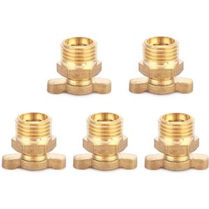 Afvoerventiel messing 1/4"" met afsluitklep voor waterafvoer - Set van 5 stuks