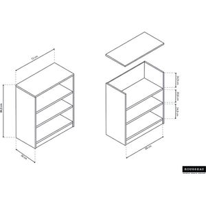 Boekenkast 'Space' 2 legplanken Sonoma, , Spaanderplaat, ABS boorden en decor