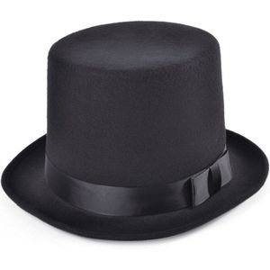 Rubies Carnaval verkleed Hoge hoed - zwart - wol vilt - voor volwassenen - Engelsman/gentleman/aristocraat/sneeuwpop
