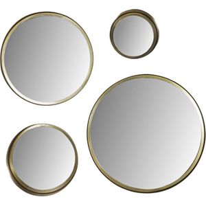 Cody Wandspiegel - ø50cm - Antiek Goud -Rond - Metaal - spiegel rond, spiegel goud, wandspiegel, wandspiegel rechthoek, wandspiegel industrieel, wandspiegel zwart, wandspiegel rond, wandspiegels woonkamer, decoratiespiegel