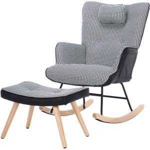 Schommelstoel - Schommelstoelen babykamer - Relaxstoel - Fauteuil - Voedingsstoel - Voetensteun en hoofdsteun - zijvakken