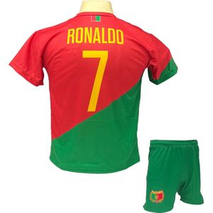 Cristiano Ronaldo CR7 Portugal Tenue - Voetbal Shirt + broekje set - EK/WK voetbaltenue - Maat 128 - Rood