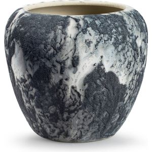 Jodeco Plantenpot/bloempot Marble - wit/zwart - keramiek - D20 x H18 cm - hotel chique