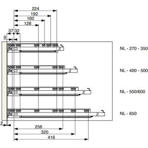 MXXL Zelfbouw lade - Hoogte 185mm - Lengte 600mm - Antraciet